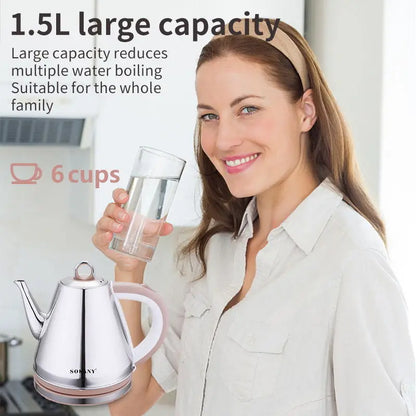 1.5L Travel Electric Kettle Tea Coffee Thermo Pot Appliances Kitchen Smart Kettle Quick Heating Electric Boiling 220V